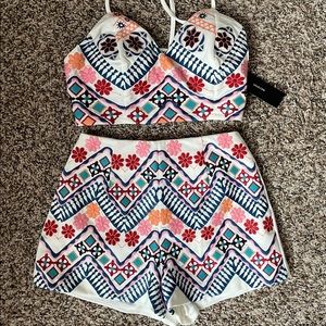 Embroidered Two Piece Set